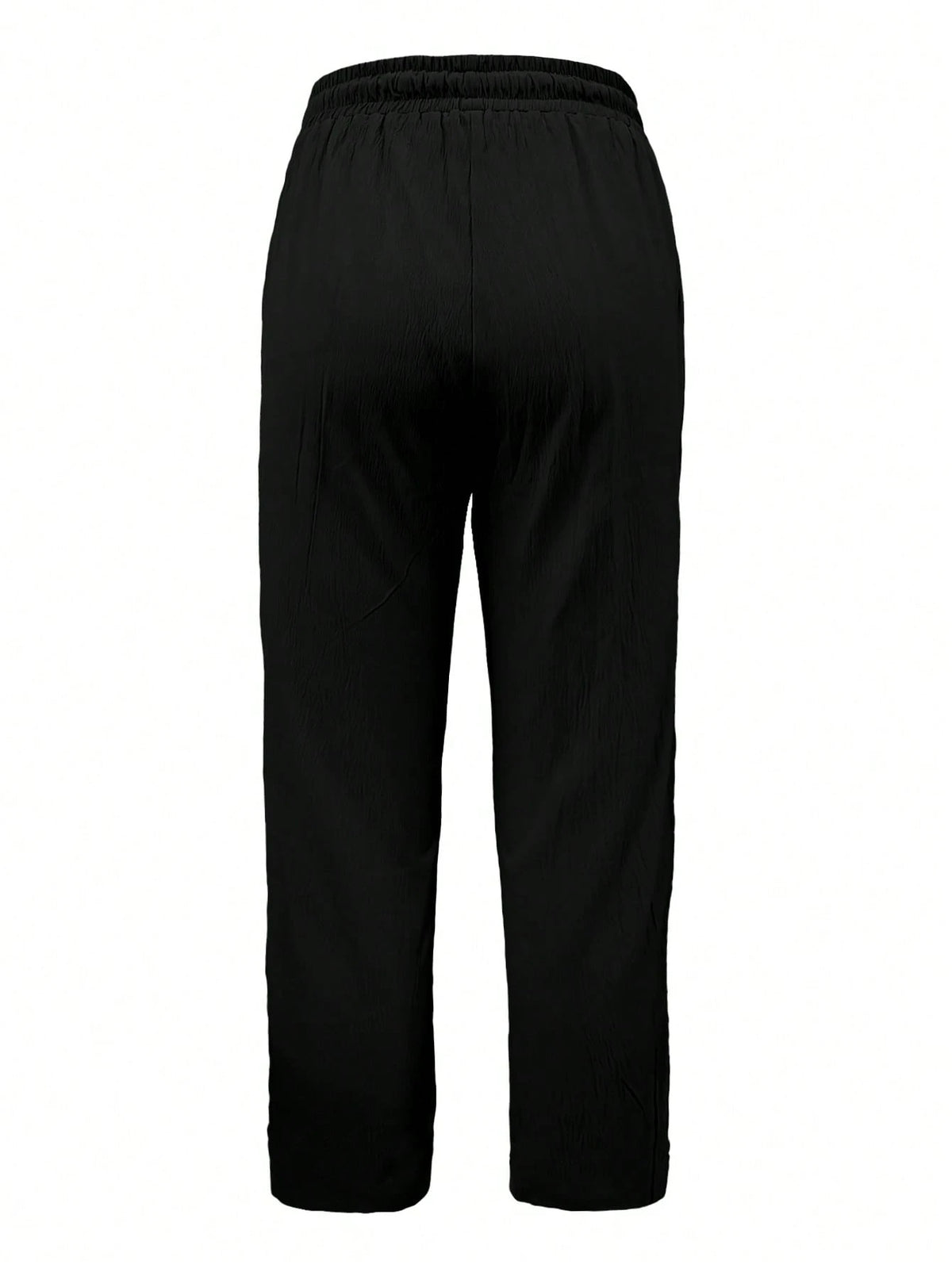 Jisfaneya Women's Solid-Color Drawstring Waist Casual Pants With Pockets Black