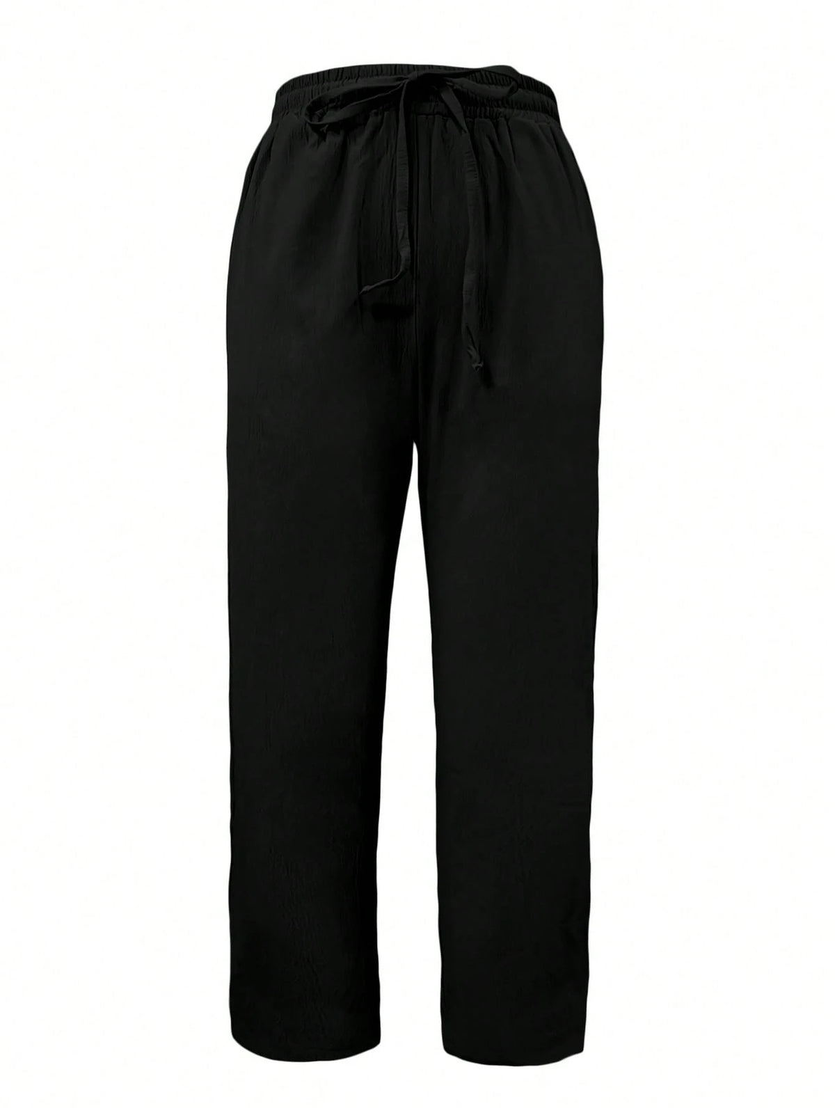 Jisfaneya Women's Solid-Color Drawstring Waist Casual Pants With Pockets Black