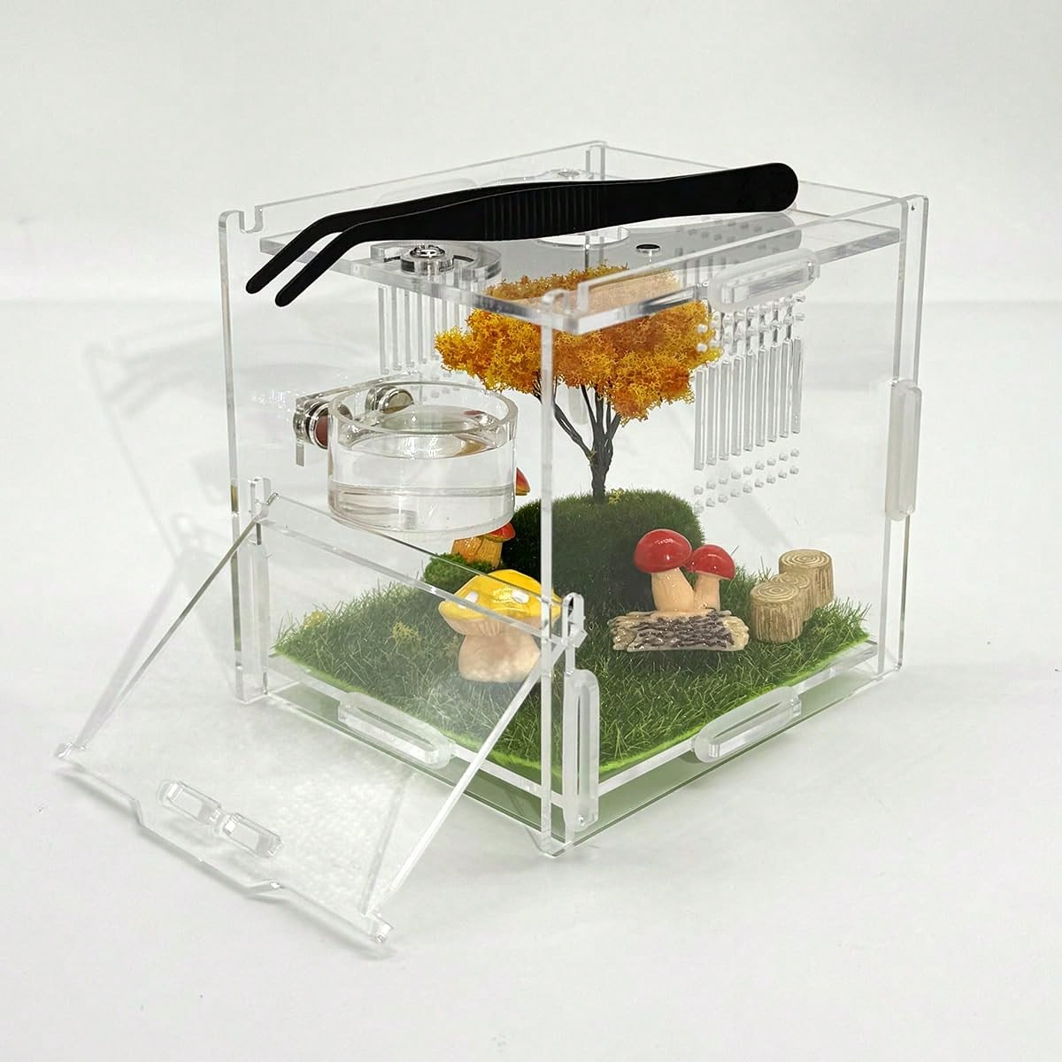 Jumping Spider Feeding Dish Set, Magnetic Water Bowl, Reptile Feeding Tongs, Jumping Spider Enclosure Accessories.