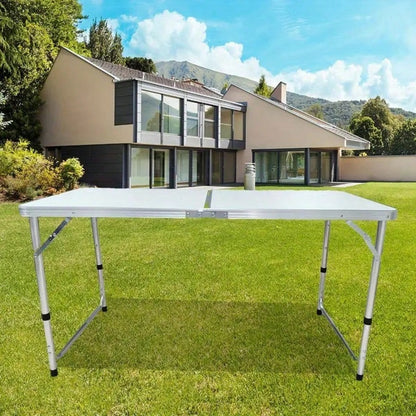 LEO IRIS 4FT/6FT Folding Table With Carrying Handle, Heavy Duty Rectangular Table For Kitchen, Dining Room, Party, Wedding, Indoor & Outdoor Meals, Christmas Gift- White