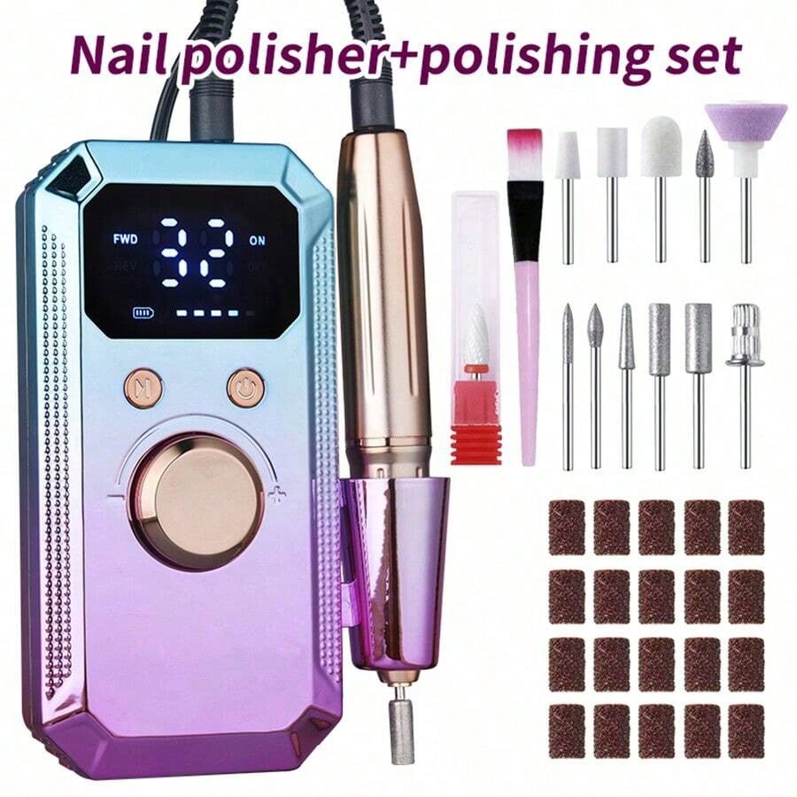 Lightweight, Portable And Easy-To-Operate Nail Drill, Essential Nail Drill And Electric Manicure Set. Can Be Used As Gel Nail Polish Buffer And Ladies Nail Care. Equipped With 13# Grinding Head And 20