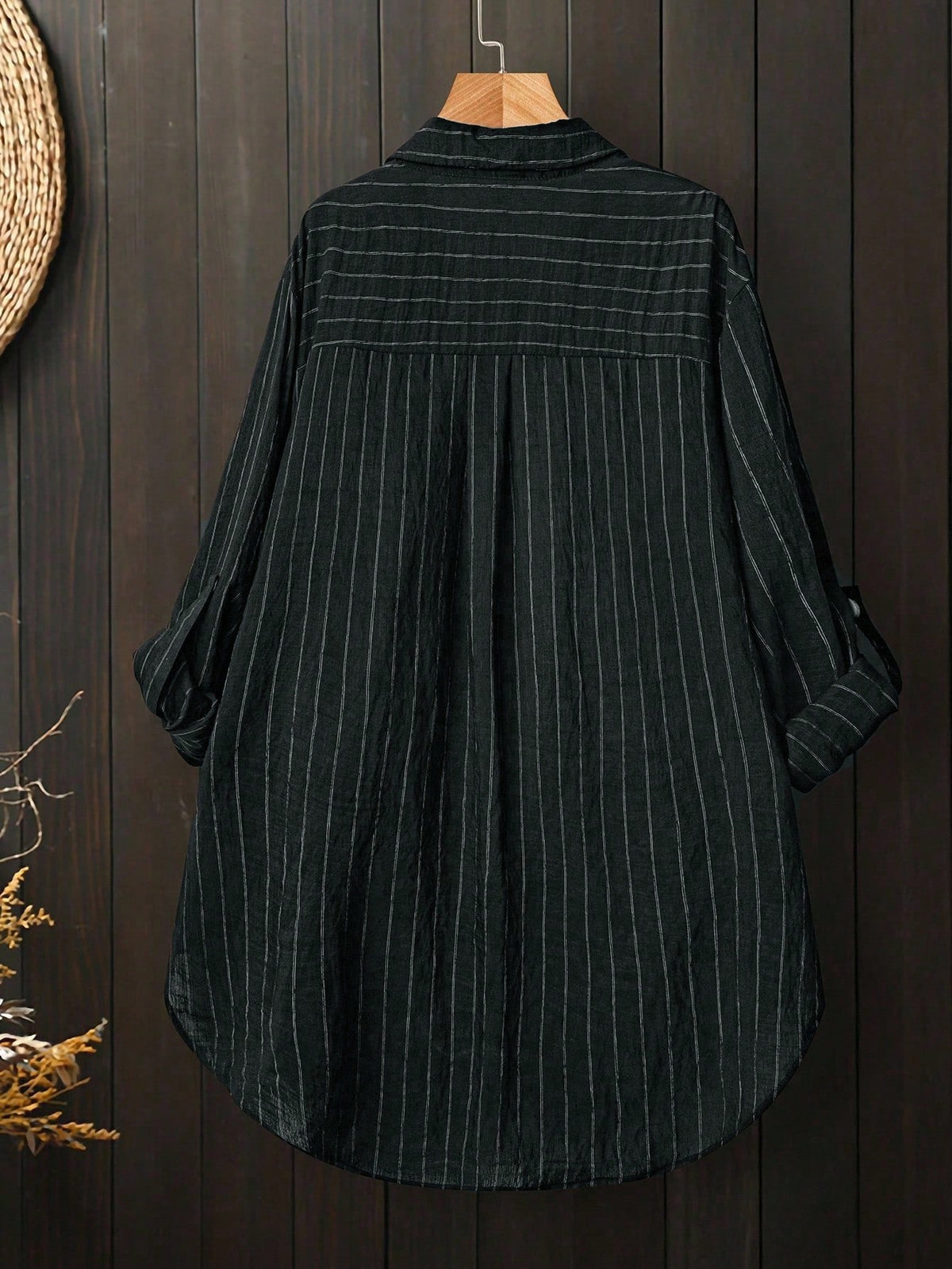 Linhara Plus Size Striped Loose Casual Long Sleeve Shirt Fall Cloth For Women