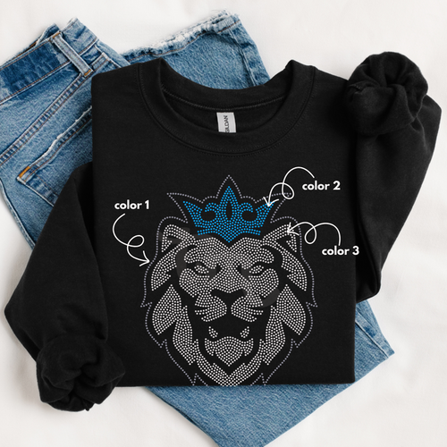 Lion Head with Crown SPANGLES TRANSFER