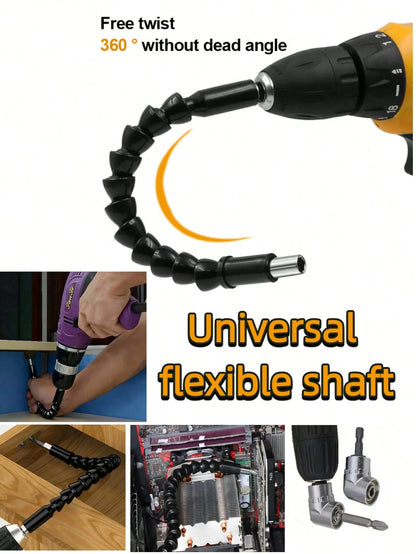 Luckybutterfy 1pc Universal Flexible Drill Extension Rod, Electric Screwdriver Drill Adapter: 360° Multi-Angle Connection Rod, Suitable For Precise Drilling In Tight Spaces, Fits Any Drill Bit- No Ex