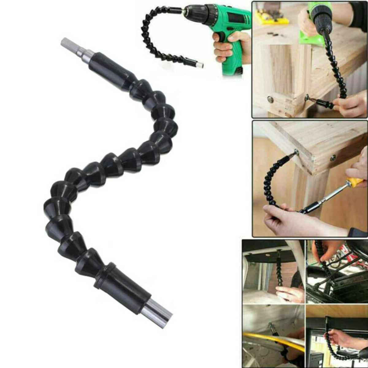 Luckybutterfy 1pc Universal Flexible Drill Extension Rod, Electric Screwdriver Drill Adapter: 360° Multi-Angle Connection Rod, Suitable For Precise Drilling In Tight Spaces, Fits Any Drill Bit- No Ex