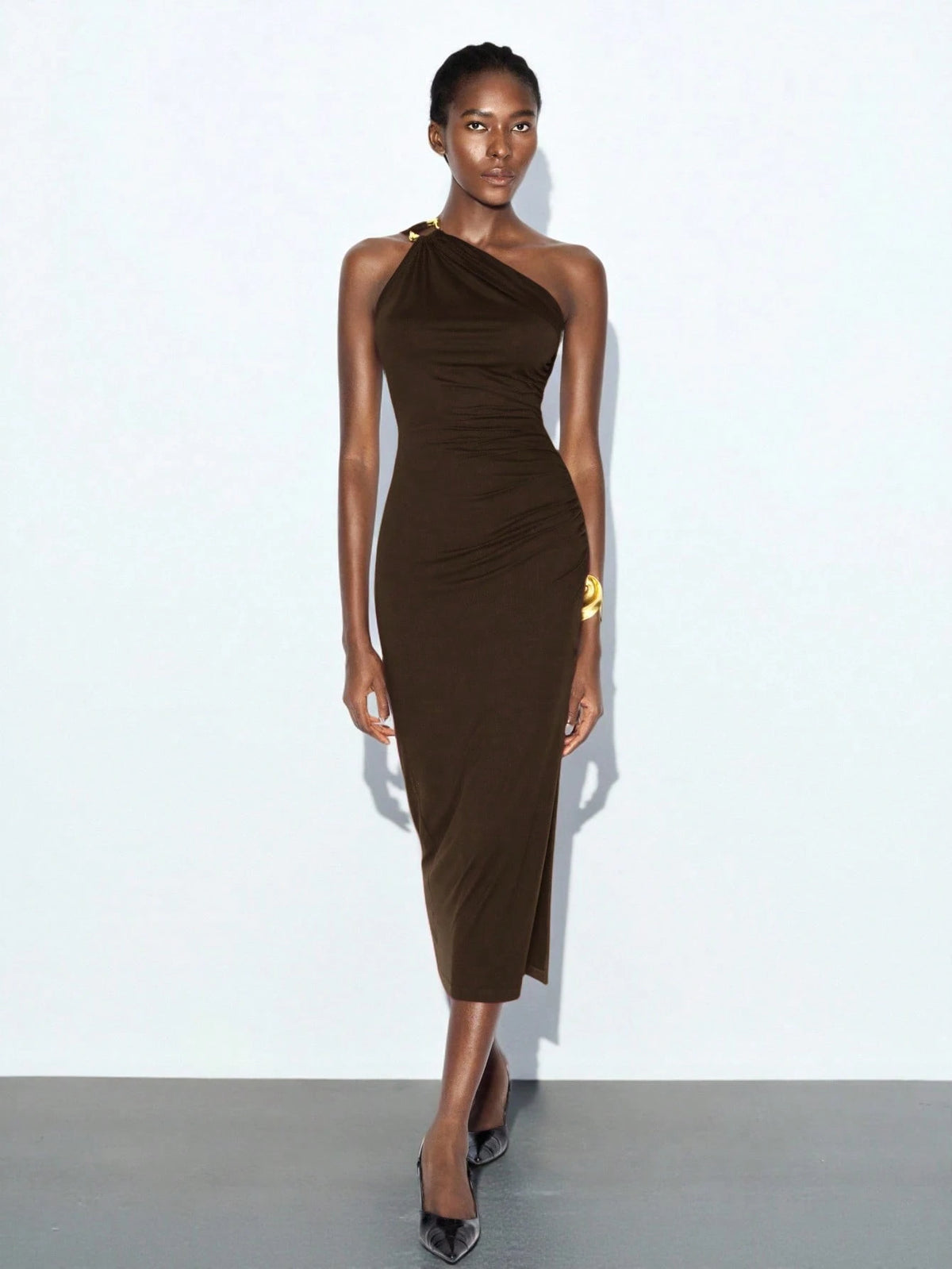 Maija Dark Brown Summer Sexy Elegant Date Party Rave Night Night Out Women's Backless Halter Flowy Midi Dress Beach Wedding Guest Country Concert Outfit