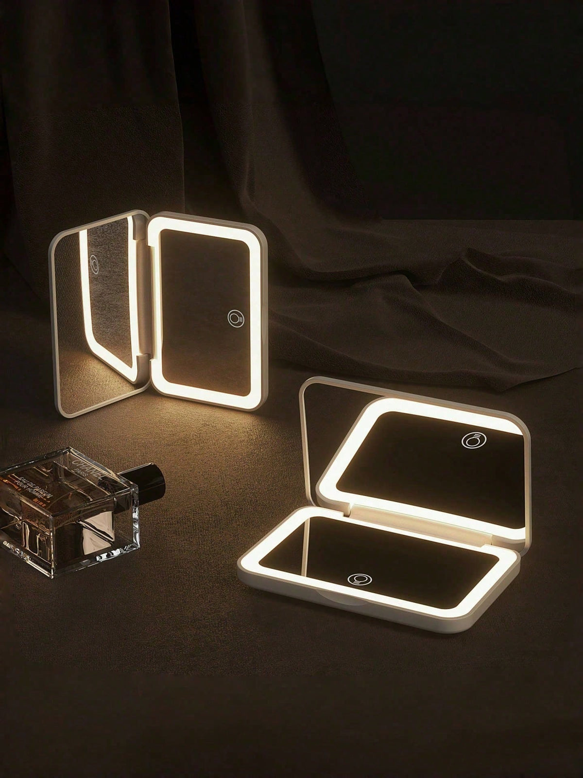 Makeup Mirror With LED Light And Touch Screen, 3 Lighting Modes, Portable Stand, Foldable For Storage, Vanity Mirror With Lights For Travel, Rechargeable Battery, 3-Color Adjustable Lighting, Travel M