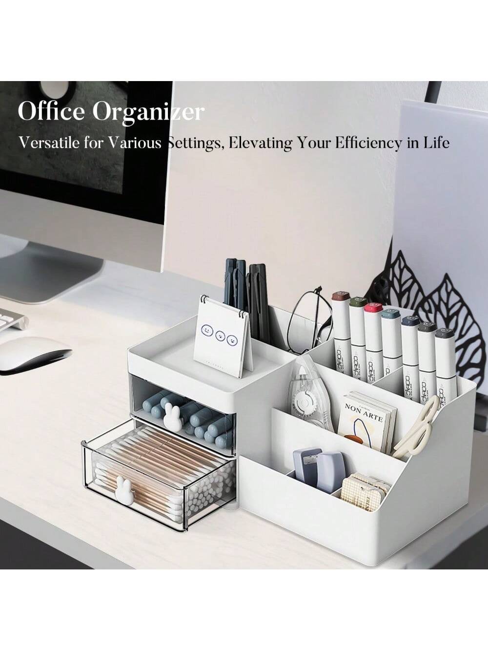 Makeup Organizer, Cosmetic Desk Storage Box With Drawers Skincare Organizers For Dressing Table, Countertop, Bathroom Counter, Vanity Holder For Brushes, Lotions, Lipstick, Perfume