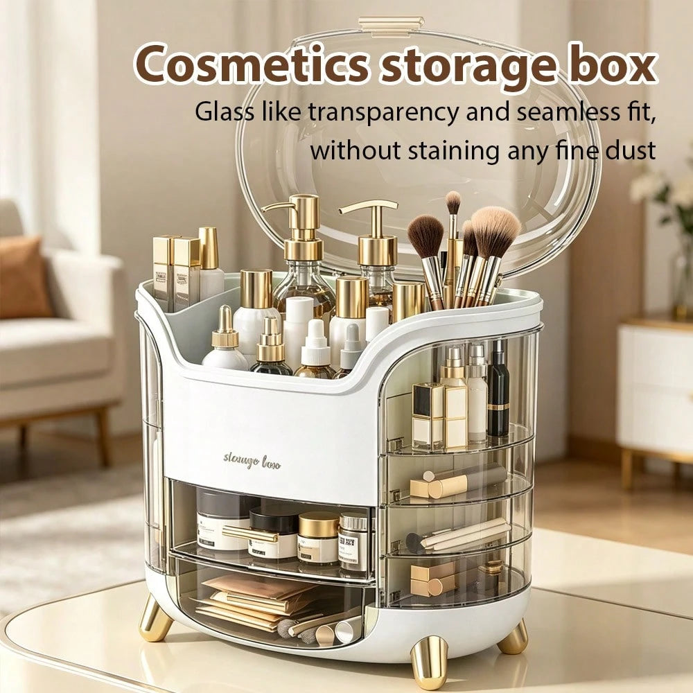 Makeup Storage Box, Skincare Storage Box, Tabletop Makeup Storage Box With Lid And Drawers, Makeup Product Storage Box, Specially Designed For Women And Girls, And A Birthday Gift.