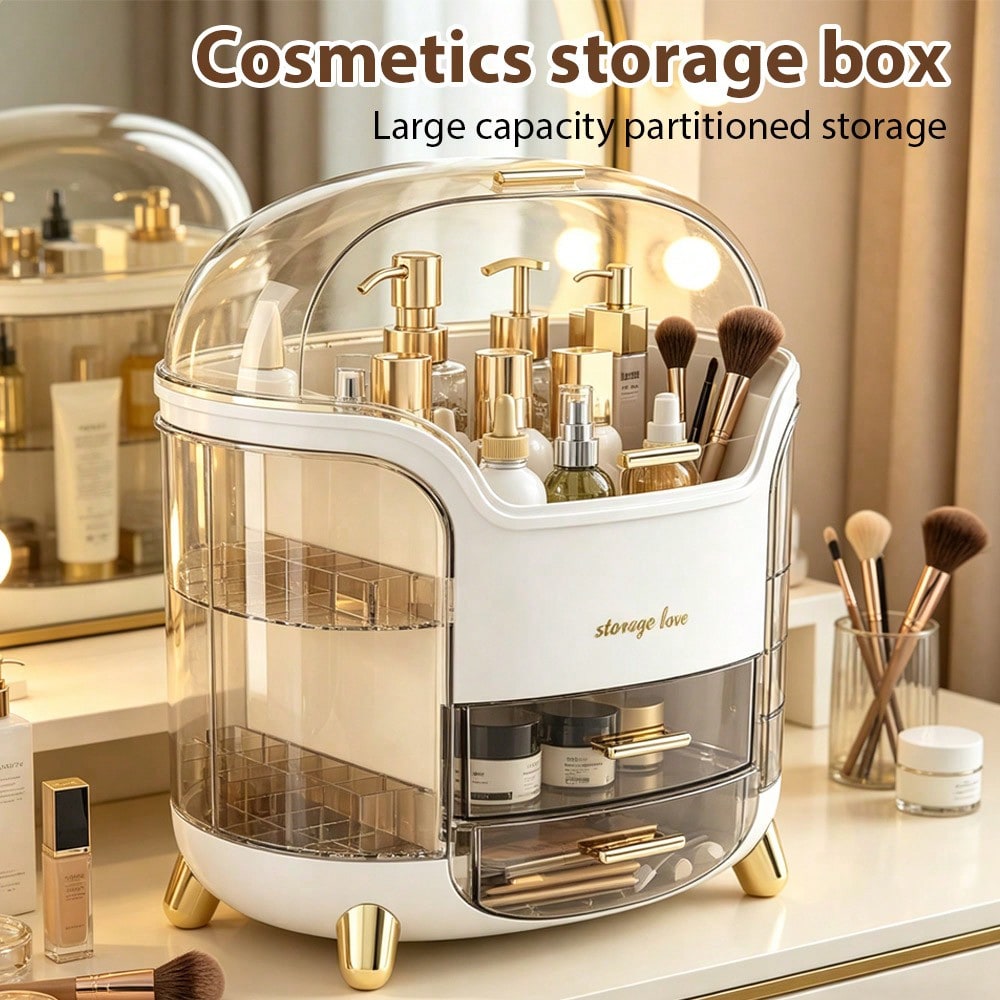 Makeup Storage Box, Skincare Storage Box, Tabletop Makeup Storage Box With Lid And Drawers, Makeup Product Storage Box, Specially Designed For Women And Girls, And A Birthday Gift.