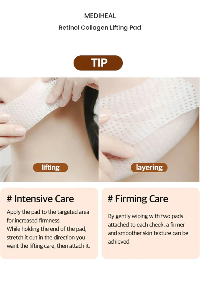 Original MEDIHEAL Retinol Collagen Lifting Pad howto information