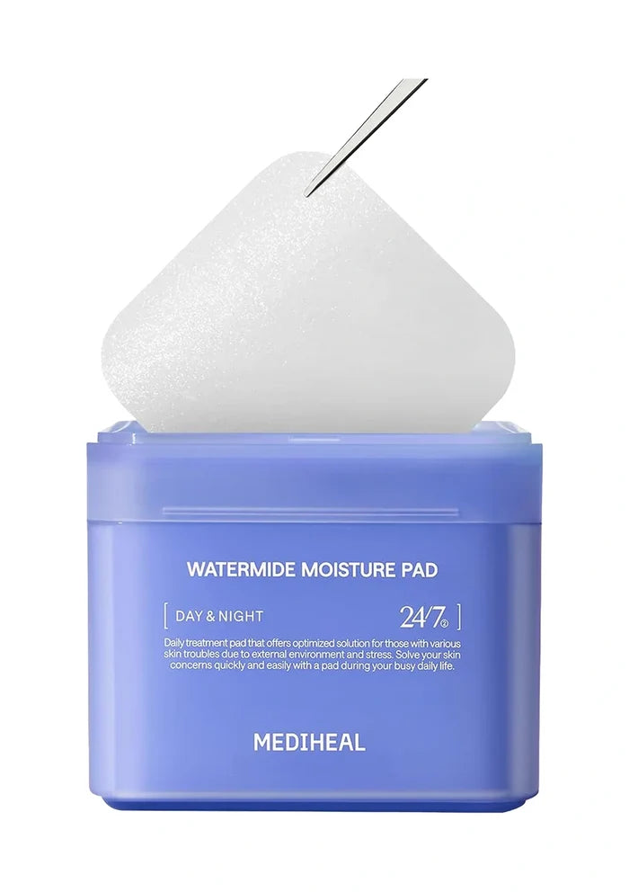 Original MEDIHEAL Watermide Moisture Pad 24/7 Day & Night packaging, 100 pads