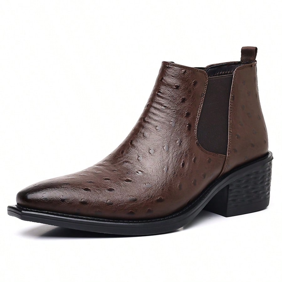 Men's Classic Western Cowboy Boots, Business Casual Occasions Versatile Low Heels Short Boots, Daily Comfortable Men's Shoes