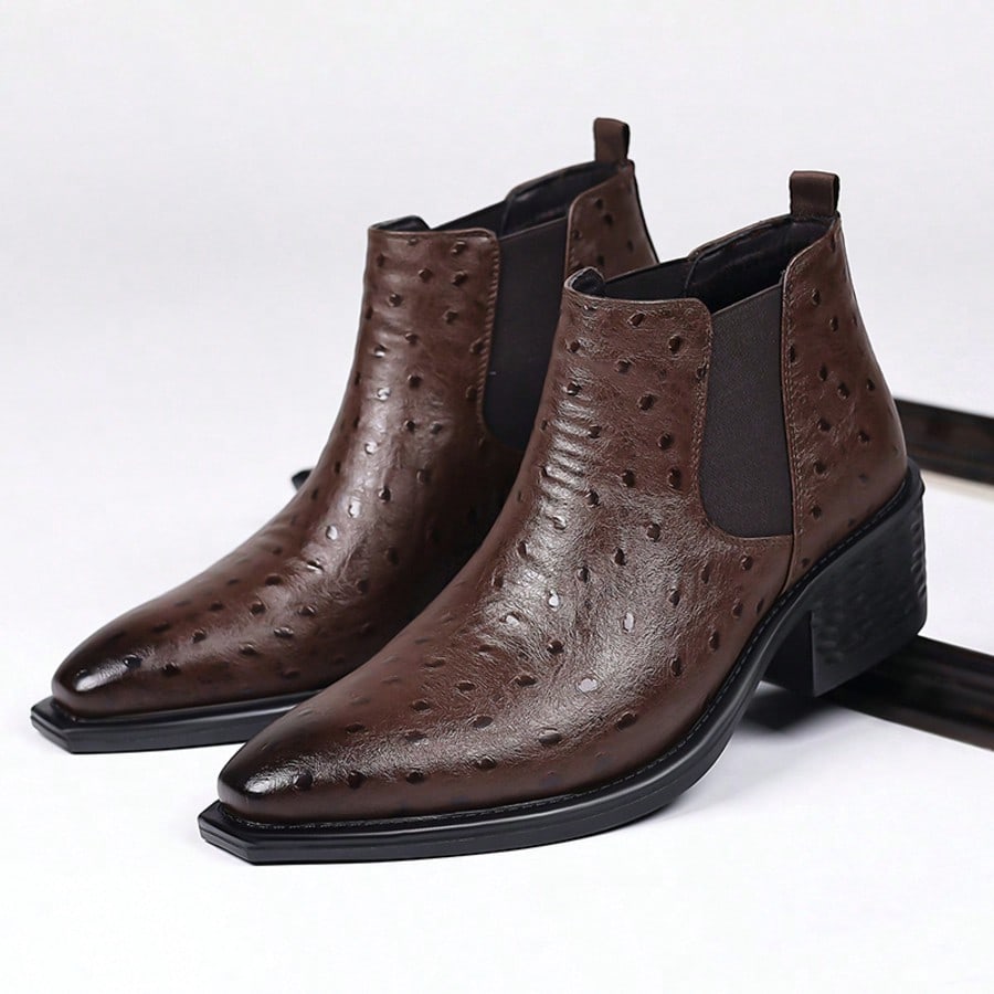 Men's Classic Western Cowboy Boots, Business Casual Occasions Versatile Low Heels Short Boots, Daily Comfortable Men's Shoes