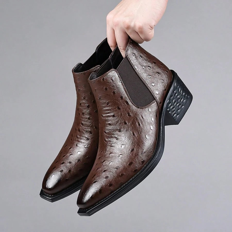 Men's Classic Western Cowboy Boots, Business Casual Occasions Versatile Low Heels Short Boots, Daily Comfortable Men's Shoes