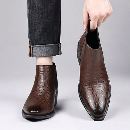 Men's Classic Western Cowboy Boots, Business Casual Occasions Versatile Low Heels Short Boots, Daily Comfortable Men's Shoes