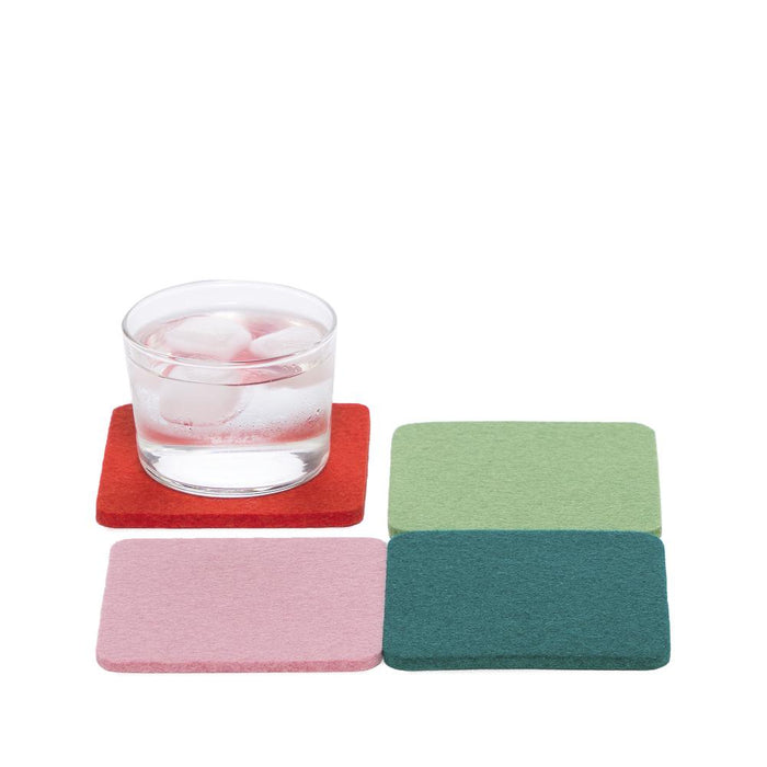 Merino Wool Felt Multi Color Coasters Set of 4, Square