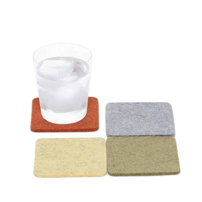 Merino Wool Felt Multi Color Coasters Set of 4, Square