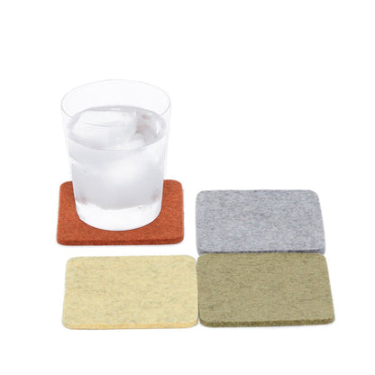 Merino Wool Felt Multi Color Coasters Set of 4, Square