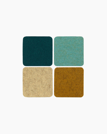 Merino Wool Felt Multi Color Coasters Set of 4, Square