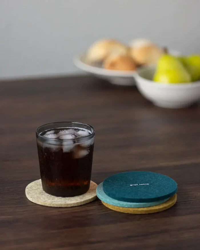 Merino Wool Round Coasters, Multi-Color Set of 4, Brisk