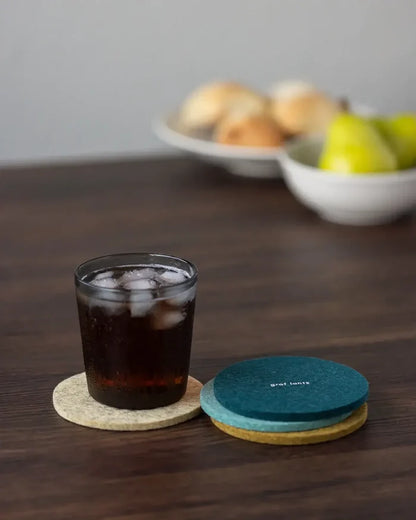 Merino Wool Round Coasters, Multi-Color Set of 4, Brisk