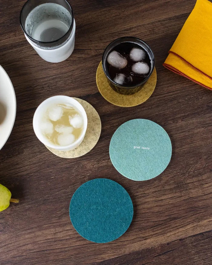 Merino Wool Round Coasters Multicolor Set of 4, Jewel