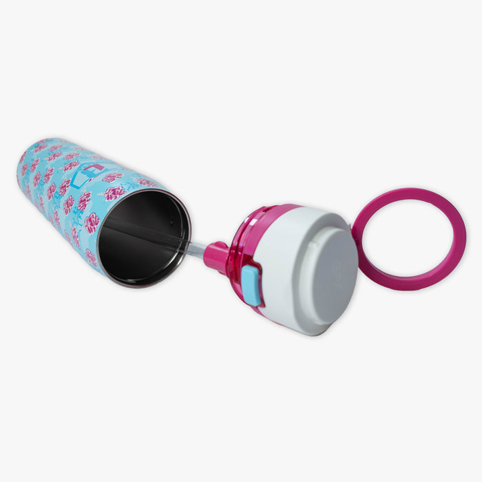 Blue Mesa Loop water bottle with covered straw — Home Run Sugar, product view
