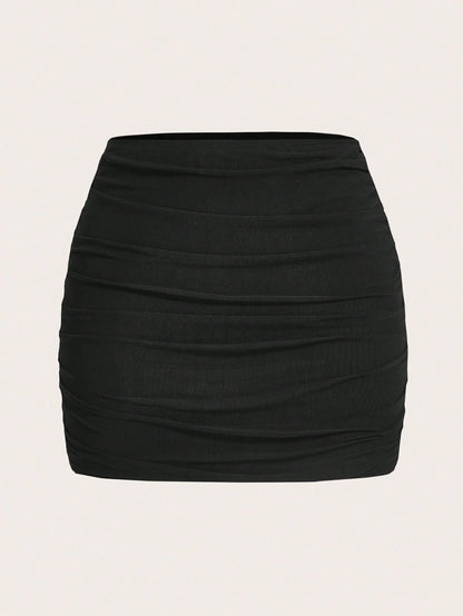 MOD Mesh Double-Layer See Through Hip-Wrapped Mini Skirt