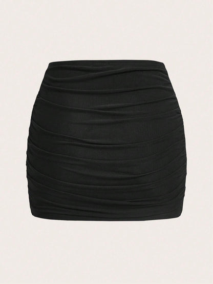 MOD Mesh Double-Layer See Through Hip-Wrapped Mini Skirt