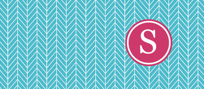 Monogram Mug - Blue and White Chevron