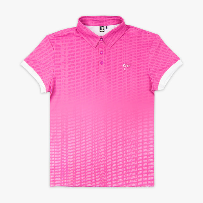 Pink and white More Than a Game Gradient polo — front view