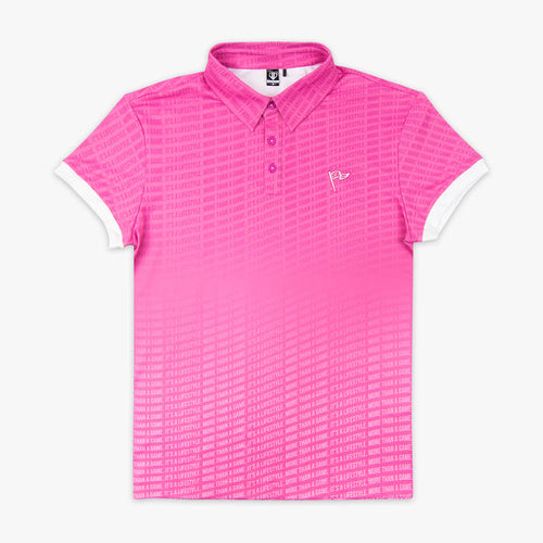 Pink and white More Than a Game Gradient polo — front view