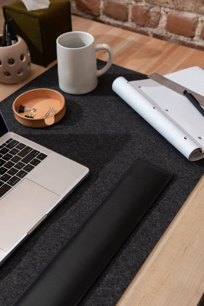 Mosen Large Merino Wool Felt Desk Pad, Charcoal