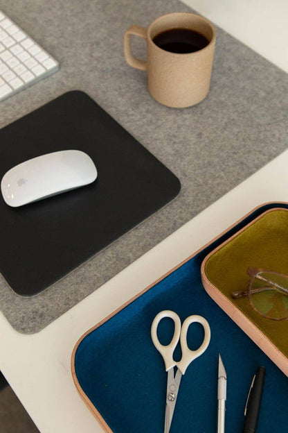 Mosen Large Merino Wool Felt Desk Pad, Granite