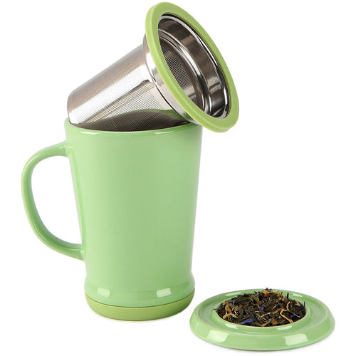 Mug + Infuser, Orange or Green, 14 oz