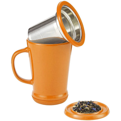 Mug + Infuser, Orange or Green, 14 oz