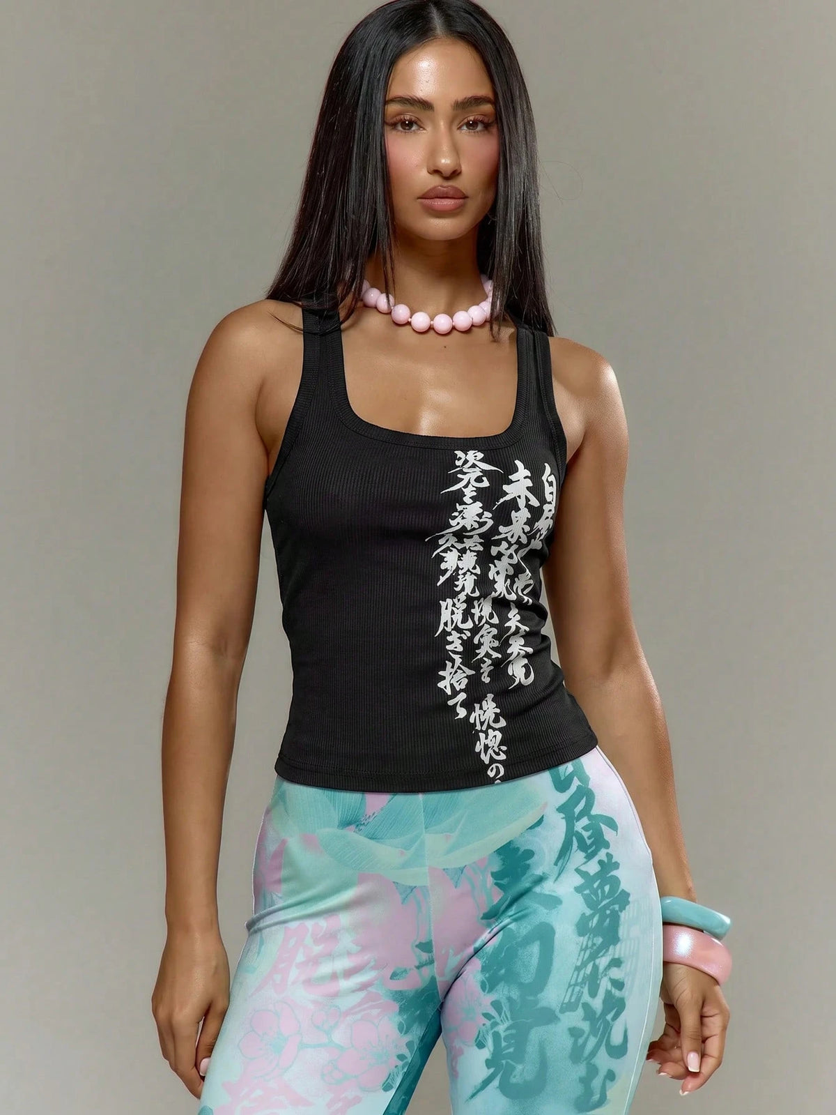 MUSERA Graphic Printed Vest Tank Square Neck Top Spring Summer Holiday Vacation Ibiza Festival Y2K Psyche