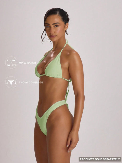 Musera Resort High Leg Dipped Front Thong Bikini Bottoms Swim Vacation Holiday Summer Travel Beachwear Basics Solid Colour Swimwear Resort Core