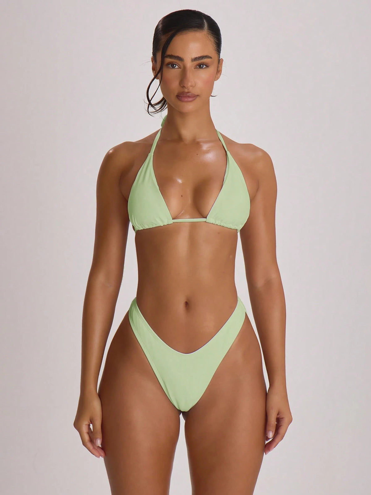 Musera Resort High Leg Dipped Front Thong Bikini Bottoms Swim Vacation Holiday Summer Travel Beachwear Basics Solid Colour Swimwear Resort Core