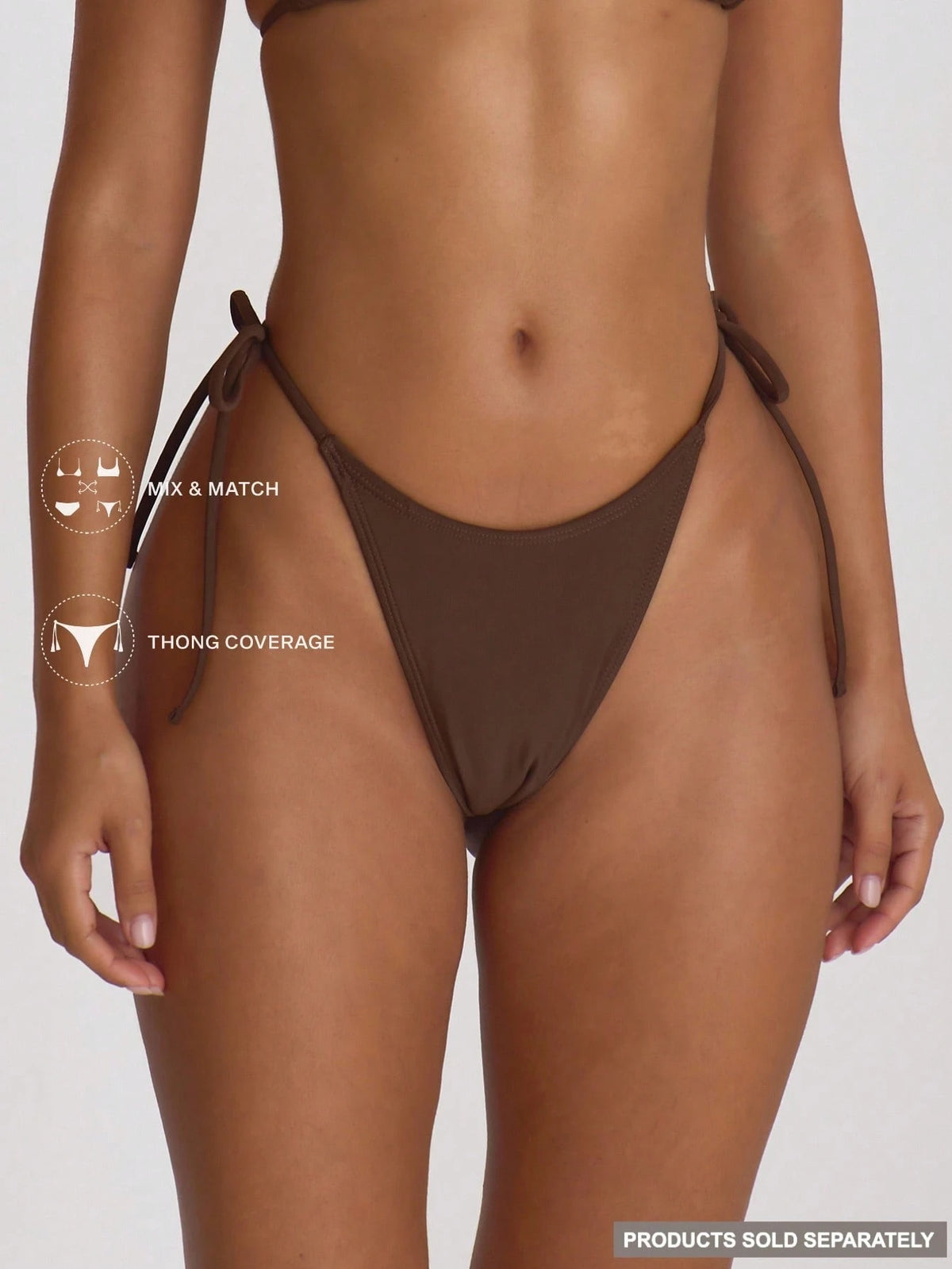 Musera Resort Tie Side Scooped Front Thong Bikini Bottoms Swim Vacation Holiday Summer Travel Beachwear Basics Solid Colour Swimwear Resort Core