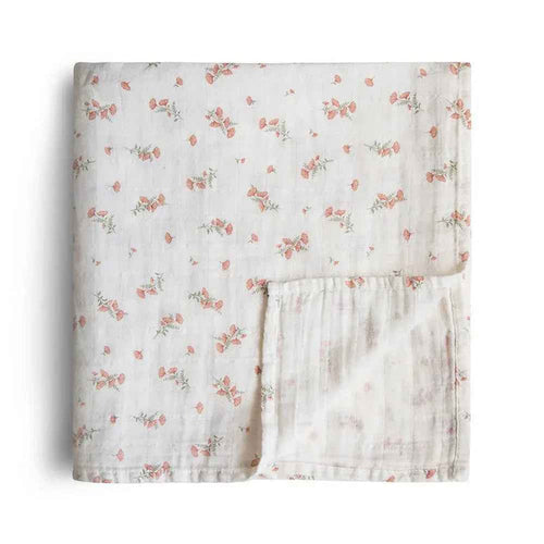 Mushie® Tetra plenička Pink Flowers 120x120 Mushie