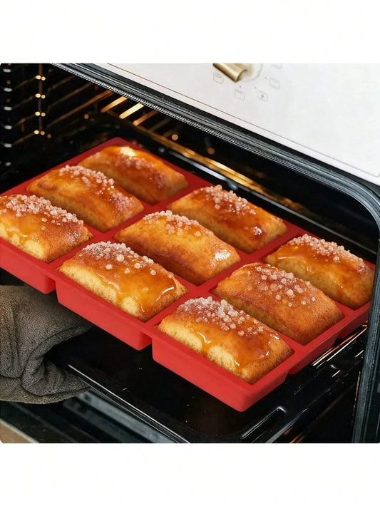 New 1pc Silicone Mini Loaf Pans, Silicone Baking Mold, Non-Stick Mini Bread Pans, 9 Cavities Silicone Bread Baking Mold, Perfect For Mini Loaf, Cake, Bread And Meatloaf, Cake, Brownie, Heat-Resistant