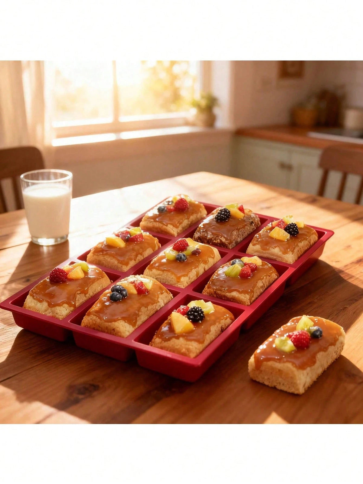New 1pc Silicone Mini Loaf Pans, Silicone Baking Mold, Non-Stick Mini Bread Pans, 9 Cavities Silicone Bread Baking Mold, Perfect For Mini Loaf, Cake, Bread And Meatloaf, Cake, Brownie, Heat-Resistant
