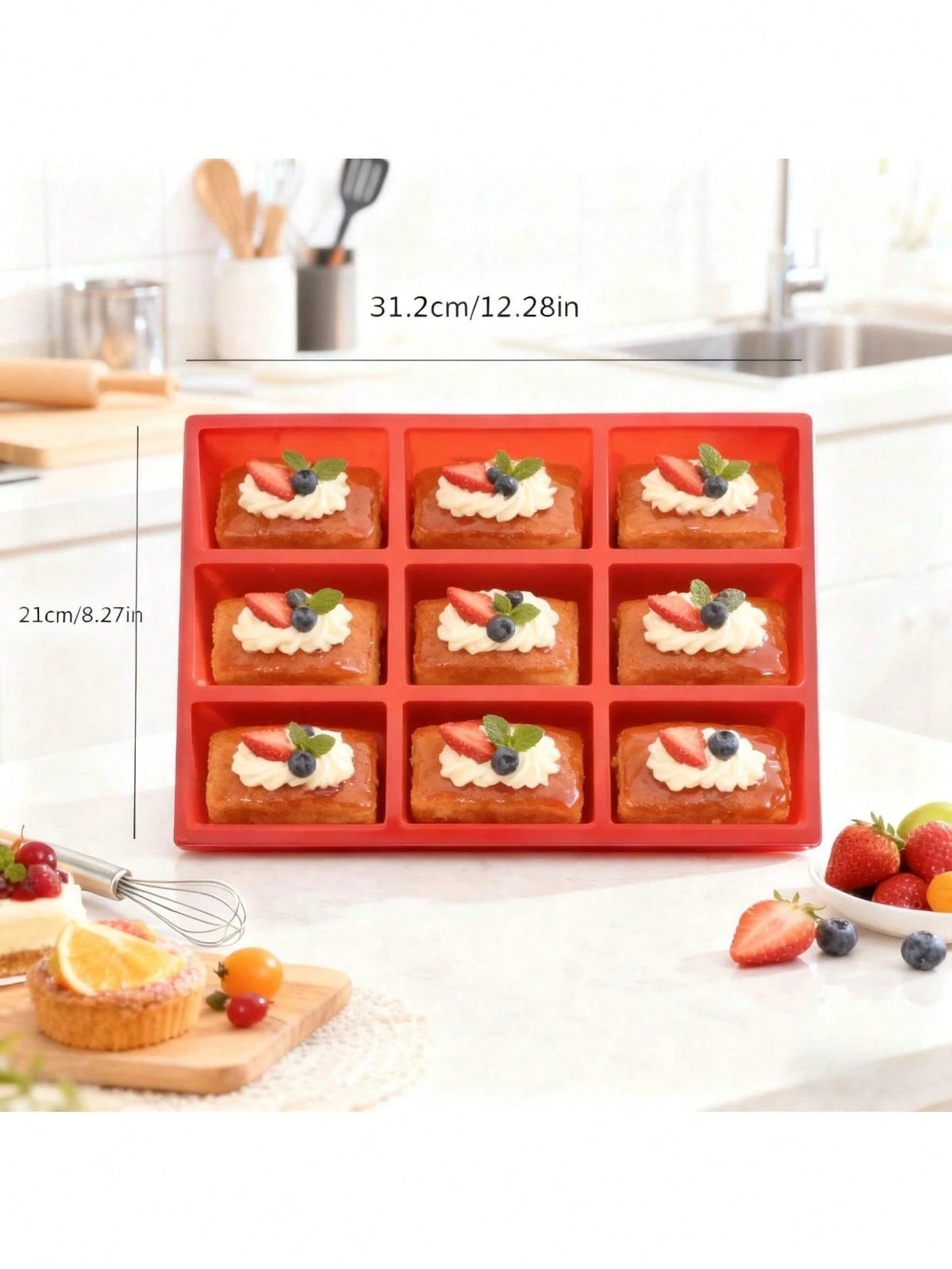 New 1pc Silicone Mini Loaf Pans, Silicone Baking Mold, Non-Stick Mini Bread Pans, 9 Cavities Silicone Bread Baking Mold, Perfect For Mini Loaf, Cake, Bread And Meatloaf, Cake, Brownie, Heat-Resistant