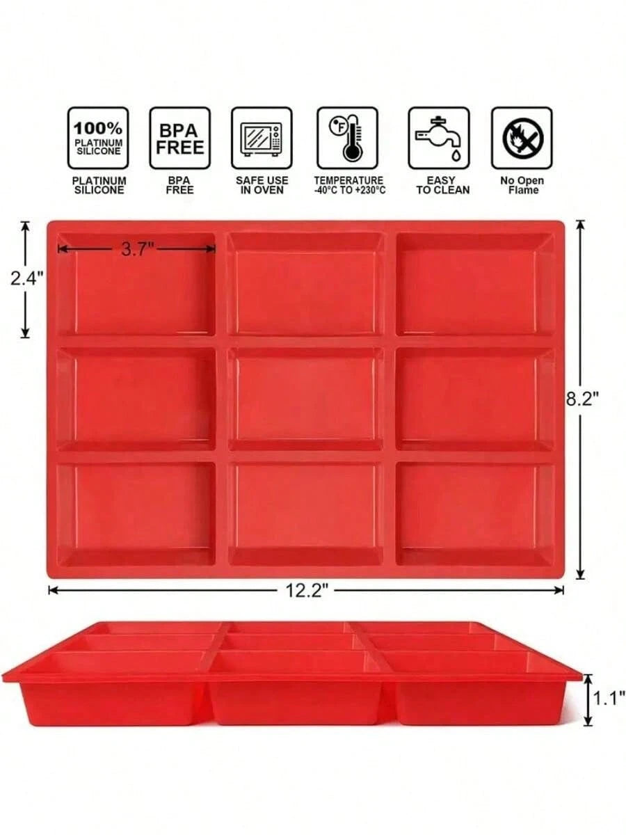 New 1pc Silicone Mini Loaf Pans, Silicone Baking Mold, Non-Stick Mini Bread Pans, 9 Cavities Silicone Bread Baking Mold, Perfect For Mini Loaf, Cake, Bread And Meatloaf, Cake, Brownie, Heat-Resistant