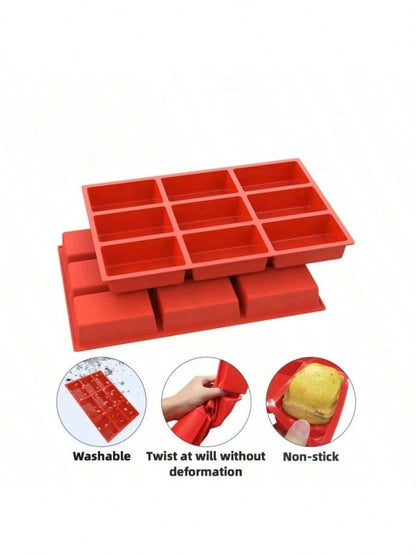 New 1pc Silicone Mini Loaf Pans, Silicone Baking Mold, Non-Stick Mini Bread Pans, 9 Cavities Silicone Bread Baking Mold, Perfect For Mini Loaf, Cake, Bread And Meatloaf, Cake, Brownie, Heat-Resistant