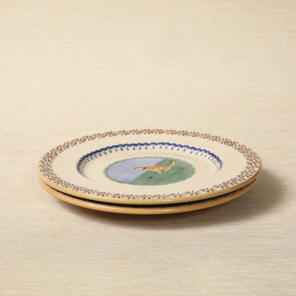 Nicholas Moss handpainted oat-glazed side plate with dog motif
