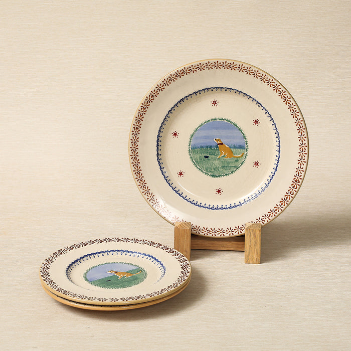 Nicholas Moss handpainted oat-glazed side plate with dog motif