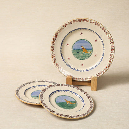 Nicholas Moss handpainted oat-glazed side plate with dog motif